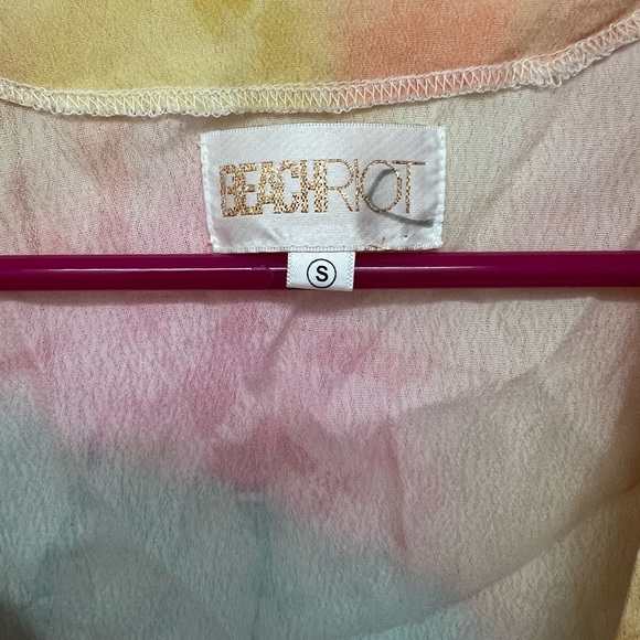 Beach Riot Piper Blouse Front Tie Tye Dye Size S Lightweight Multicolor Cover Up - Picture 2 of 3